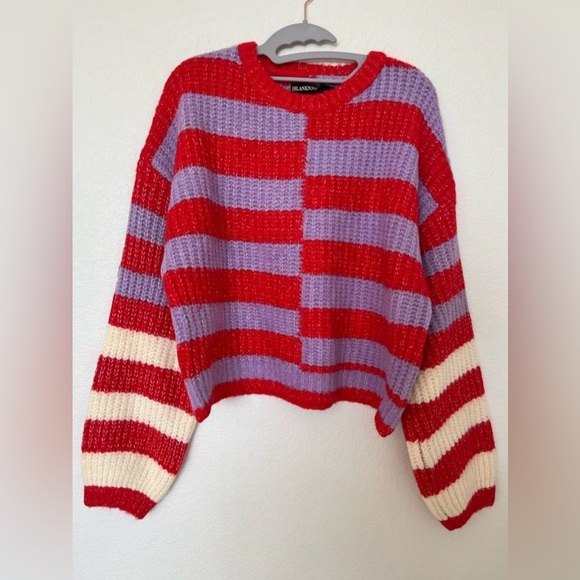 🖤 Sale 🖤 NWT Blank NYC Asymmetrical Stripe Good Mood Comfy Sweater - M - Picture 4 of 6
